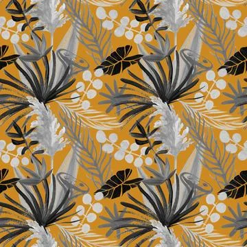Floral pattern in boho style with dry flowers and herbs Stock Illustration