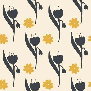 Floral pattern in boho style, minimalism. Pattern with wildflowers 스톡 일러스트