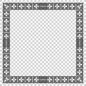 Floral pattern border black decorative ornament background Illustrazione stock