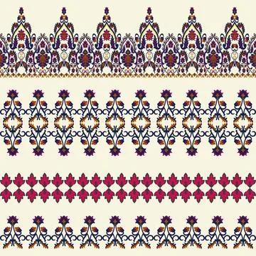 Floral pattern borders on a creme background Stock Illustration