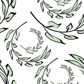 Floral pattern. Branch with leaves Stock Illustration