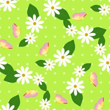 Floral pattern with butterflies Stock Illustration