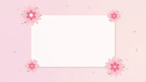 Floral pattern card frame background animation with pink flowers, petals Stock Footage 347566441