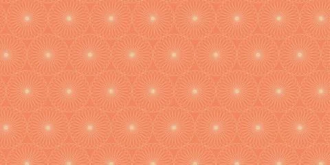 Floral pattern circle lines on orange background Stock Illustration