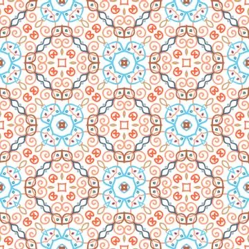 Floral Pattern Colorful Curvy Elements Stock Illustration