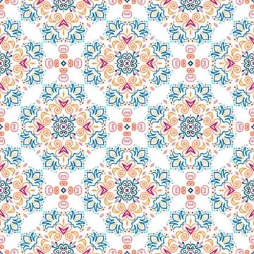 Floral Pattern Colorful Weave Elements Stock Illustration