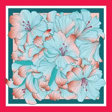 Floral pattern decor for silk tissue. Flower background Stock Illustration