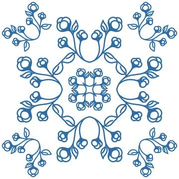 Floral pattern for decorating ceramic tiles in Spanish Azulejo style, blue ve Stock-Illustration