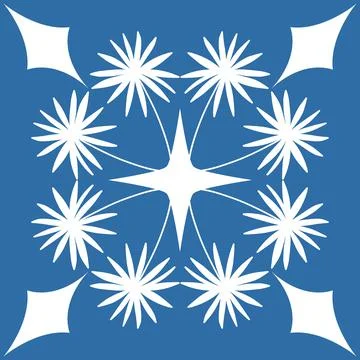Floral pattern for decorating ceramic tiles in Spanish Azulejo style, blue ve Illustrazione stock