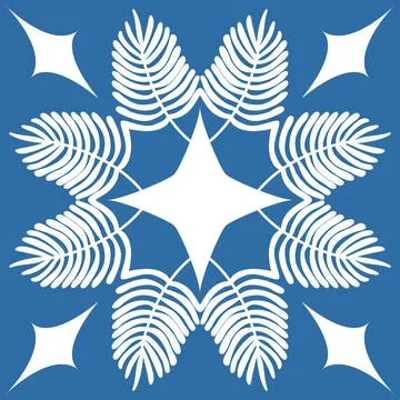 Floral pattern for decorating ceramic tiles in Spanish Azulejo style, blue ve Illustrazione stock