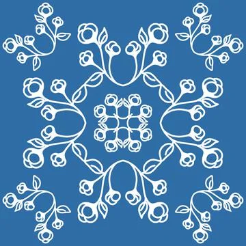 Floral pattern for decorating ceramic tiles in Spanish Azulejo style, blue il Stock Illustration