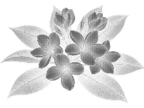 Floral pattern design with artistic halftone dot texture. Stock Illustration