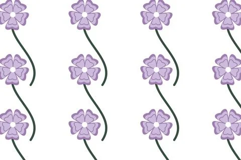 Floral Pattern Design with Lavender Flowers and Green Stems Wallpaper Stock Illustration