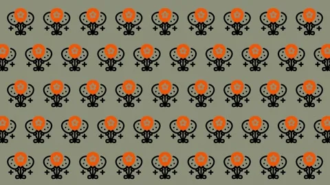 Floral Pattern Design - Repeating Orange and Black Motif. Stock Footage 325380379