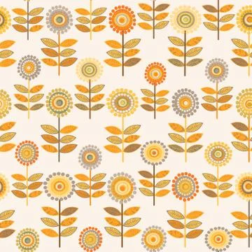 Floral pattern with doodle sunflowers Stock Illustration