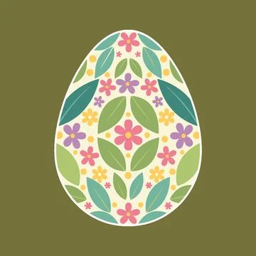 Floral Pattern Easter Egg Vector Illustration For Spring Holiday Stock Illustration