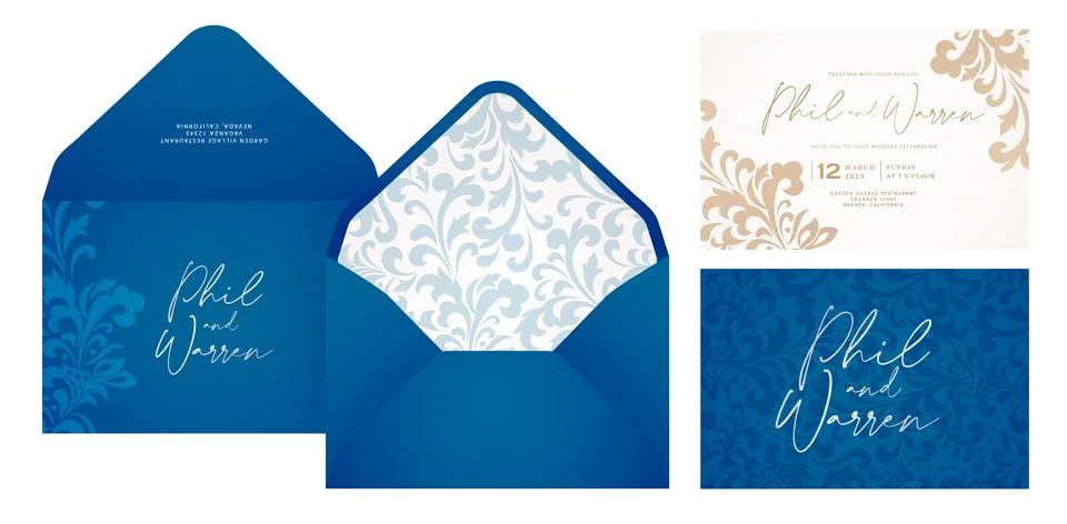 Floral Pattern Envelope Set Stock Illustration