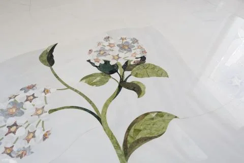 Floral pattern on a floor in the Sheikh Zayed Mosque Stock Photos