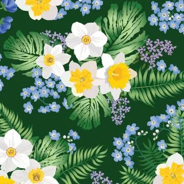 Floral pattern. Flower bouquet spring garden background. Stock Illustration