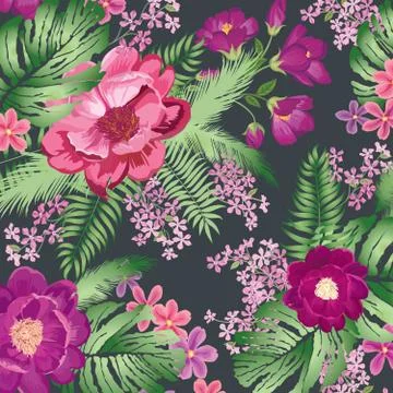 Floral pattern. Flower bouquet spring garden background. Stock Illustration