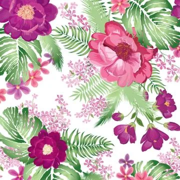 Floral pattern. Flower bouquet spring garden background. Illustrazione stock