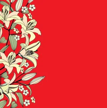 Floral pattern. Flower lily background. Flourish garden border Illustrazione stock
