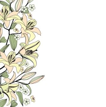 Floral pattern. Flower lily background. Flourish garden border Stock Illustration