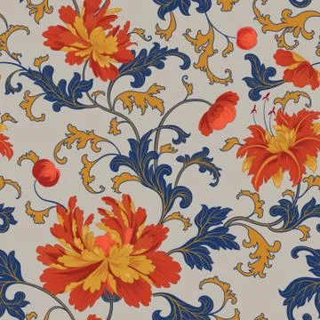 Floral pattern Flower seamless background. Flourish ornamental garden wallpaper Stock Illustration