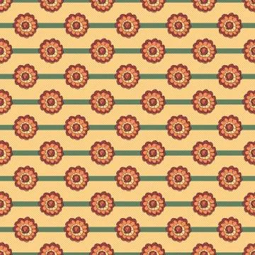 Floral pattern with flower on striped background Stock Illustration