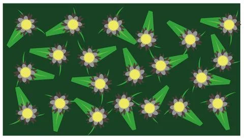 Floral pattern with flowers on a green background. Vector illustration. Stock Illustration