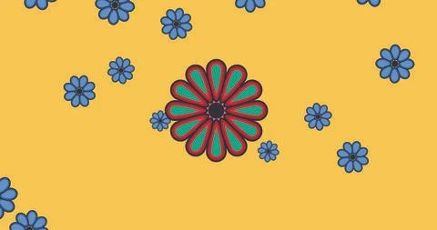 Floral pattern flowers spring print graphic summer yellow background Stock Illustration