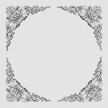 Floral pattern frame-gray Stockillustratie