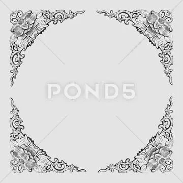 Floral pattern frame-gray Stock Photos
