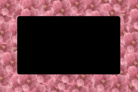 Floral Pattern Frame with Hydrangea in isolated black background - Flowers De Stock Illustration