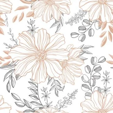 Floral pattern with graphic flowers. Stock Illustration