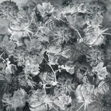 Floral pattern on gray grunge background Stock Photos