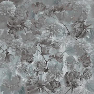 Floral pattern on gray grunge background Stock Photos