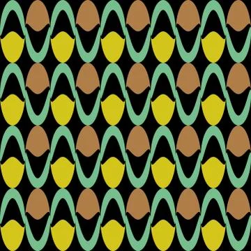 Floral pattern with green black yellow and brown decorations Stock Illustration