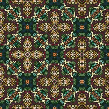 Floral Pattern Green Brown Weave Elements Stockillustratie