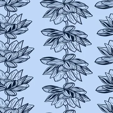 Floral pattern with hand drawn lotus flowers Beautiful floral background. Stock Illustration