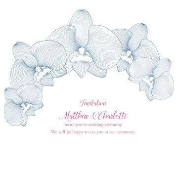 Floral pattern with hand-painted stylish orchid flowers. Stock Illustration