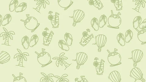 Floral pattern holiday light green summerthemed pattern featuring beachy travel  Stock Footage 322131358
