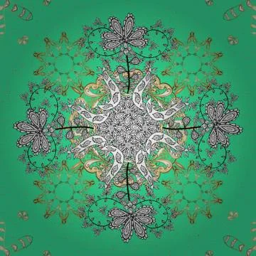 Floral pattern. Illustration in white and green colors. Endless. Sketch, doodle, Stock-Illustration