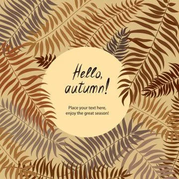 Floral pattern with leaves. Nature frame background. Fall card decor Illustrazione stock