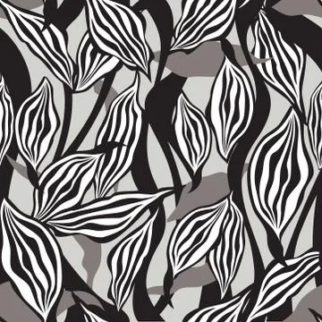 Floral pattern. Leaves seamless background. Ornamental garden Stock Illustration