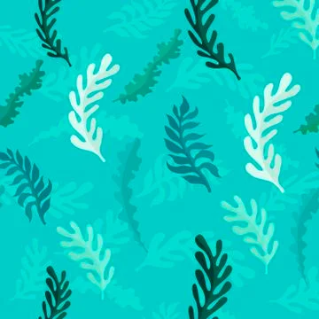 Floral pattern of leaves. Seamless pattern of algae and plants. Stockillustratie