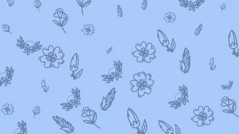 Floral pattern on a light blue background, delicate flowers and leaves. 스톡 일러스트