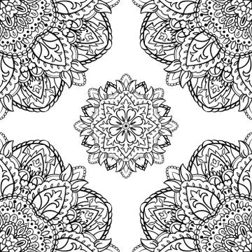 Floral pattern of mandalas. Stock Illustration