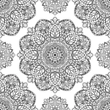 Floral pattern of mandalas. Stock Illustration