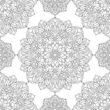 Floral pattern of mandalas. Stock Illustration